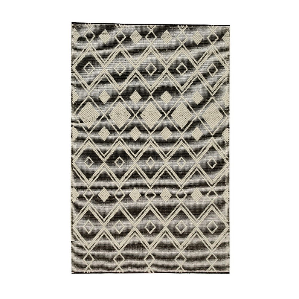 Black Handwoven Wool Contemporary  Durrie Kilim Rug, 4' x 6'